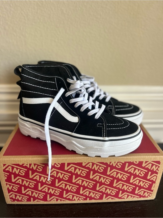 Vans Shoes - Vans Kids Black and White High-Top Platform Skate Sneakers